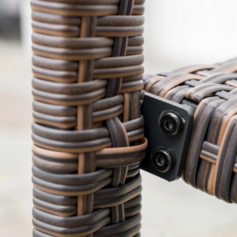 Outsunny 2 Pieces Adirondack Chair Patio Wicker Muskoka Chair, Outdoor PE Rattan Fire Pit Chair for Poolside, Balcony, Deck, Garden, Backyard, Dark Brown