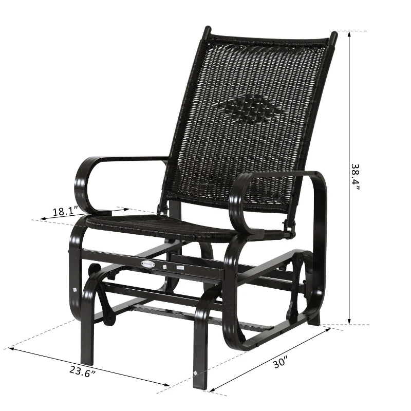 Outsunny Patio Rocking Chair Seat Rattan Wicker Garden Furniture Outdoor Rocker Aluminum Deep Coffee