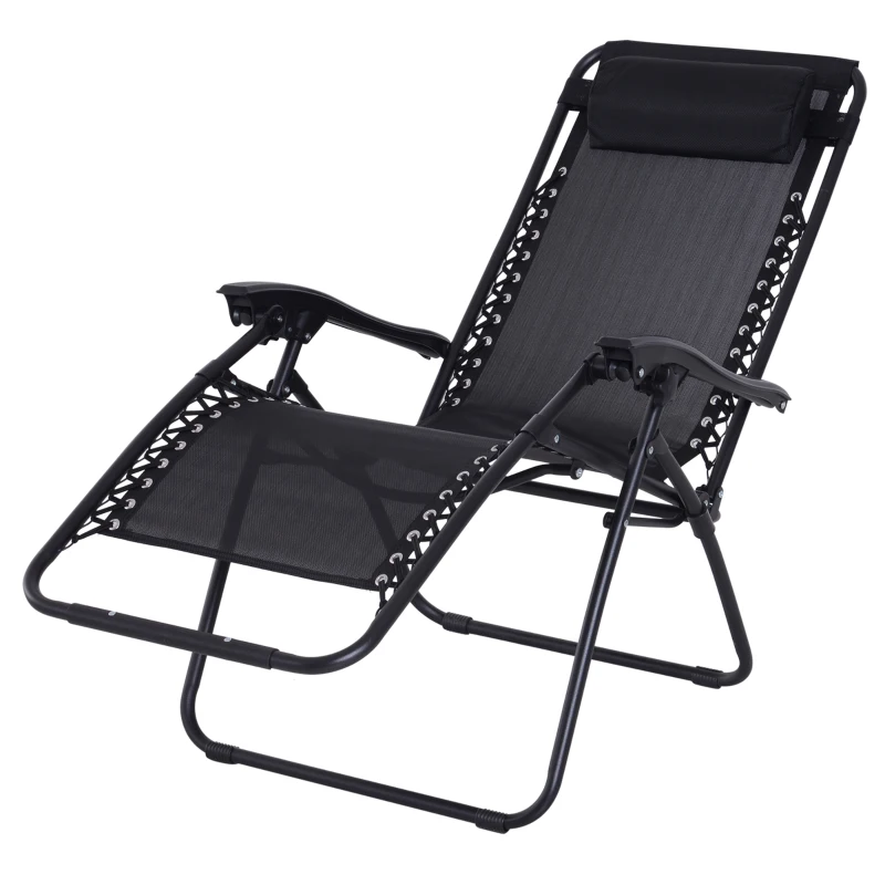 Outsunny Zero Gravity Lounger Adjustable Patio Lounge Chair Foldable Reclining Seat Outdoor Garden Portable Recliner Black