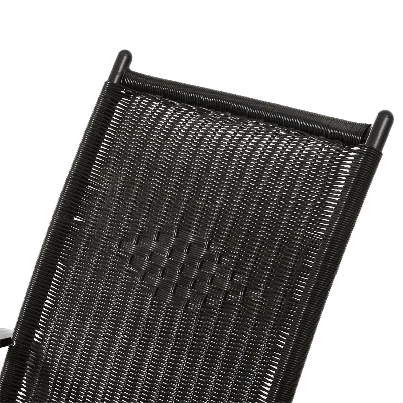 Outsunny Patio Rocking Chair Seat Rattan Wicker Garden Furniture Outdoor Rocker Aluminum Deep Coffee