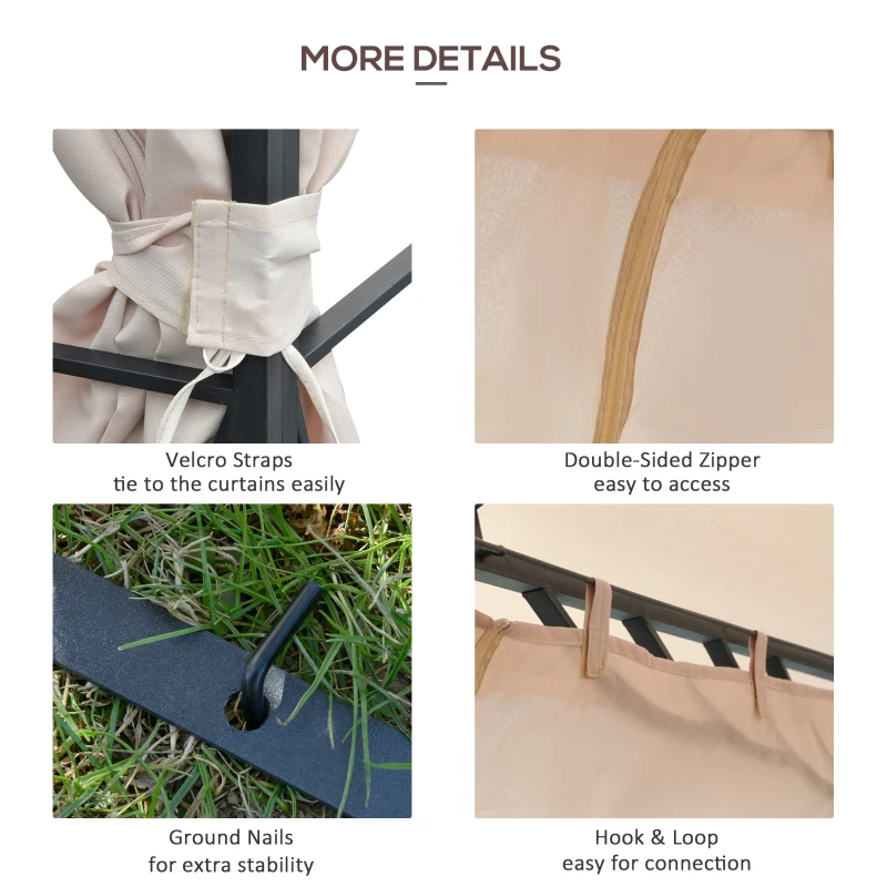 Outsunny 10’x10’ Gazebo Canopy Garden Shade Outdoor Waterproof Patio Awning Proof with Metal Frame and Curtains