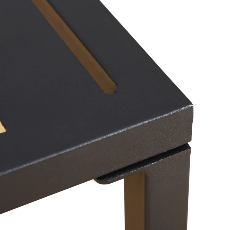 Outsunny 5pcs Garden Sectional Loveseat Single Recliner Sofa w/ Footstool Coffee Table Set Metal Frame Patio Lounger w/ Cushions