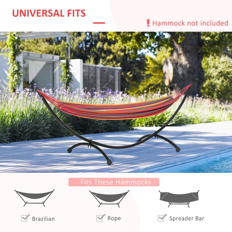 Outsunny 10' Hammock Stand with Steel Frame, Hammock Chair Stand Only for Garden, Camping, Picnic, Outdoor, Patio, Black