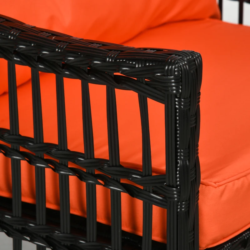Outsunny 3 Pieces Outdoor PE Rattan Rocker Chair Set, Rocking Chair with Tempered Glass Table Top,25"x26"x28", Orange