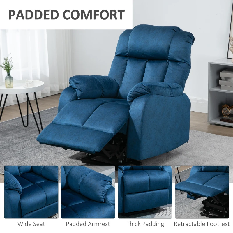 HOMCOM Lift Chair for Elderly Power Lift Recliner Chair with Side Pocket and Remote Control for Living Room Blue