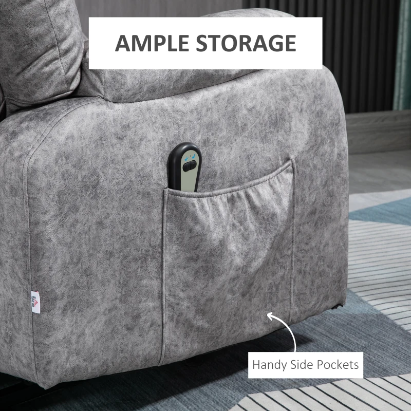 HOMCOM Lift Chair for Elderly Power Lift Recliner Chair with Side Pocket and Remote Control for Living Room Gray