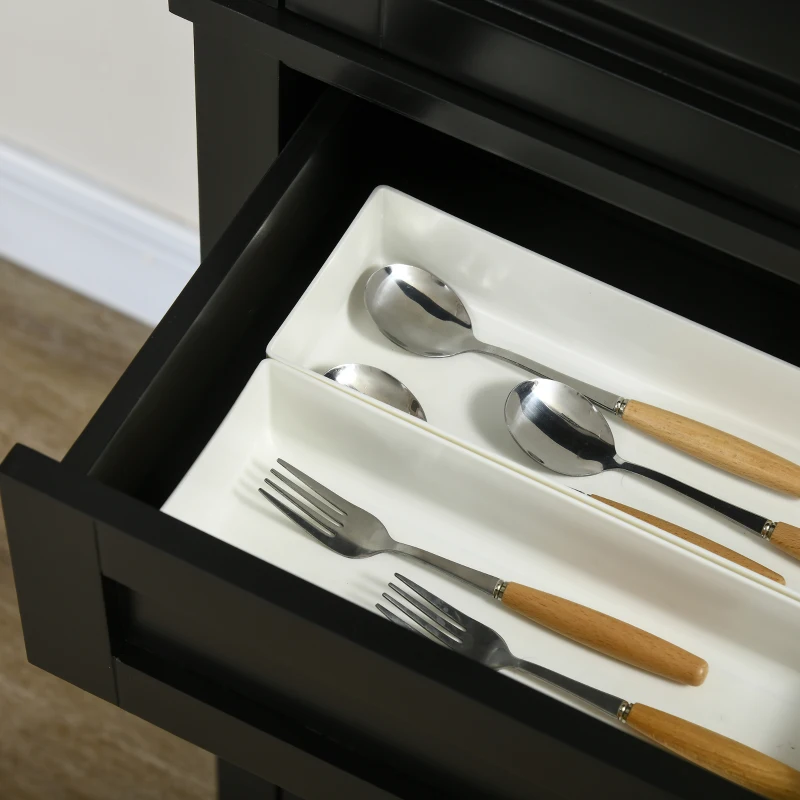 HOMCOM 72" Kitchen Pantry Cabinet, Freestanding Storage Cabinet, 4-Door Cabinet with Drawer and Adjustable Shelves, Black