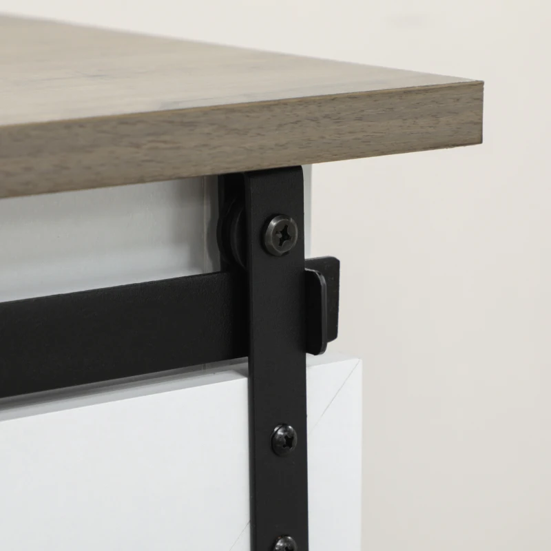 HOMCOM Farmhouse Buffet Cabinet Kitchen Sideboard with Sliding Barn Door and Adjustable Shelves for Living Room White