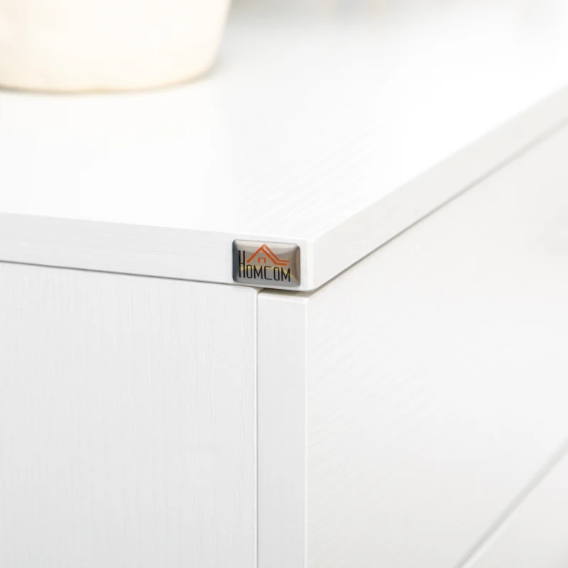 HOMCOM 6 Drawer Cabinet, Drawer Chest for Bedroom, Storage Organiser with Metal Runners and Handles for Living Room, White