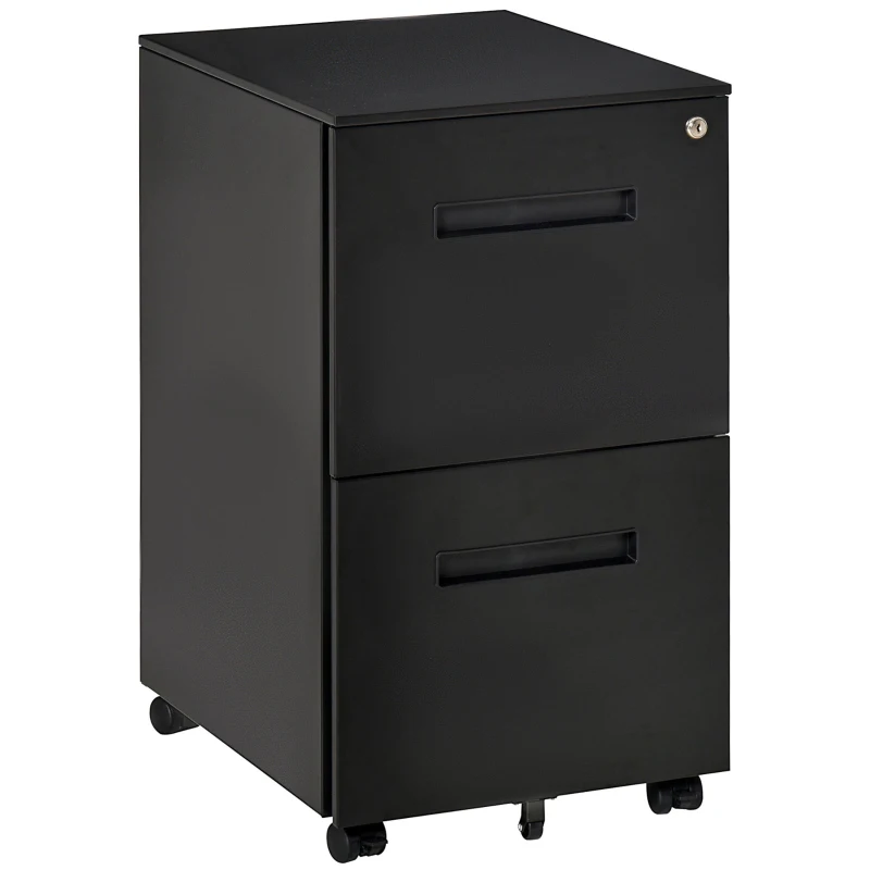 Vinsetto File Cabinet, Vertical Filing Cabinet with Adjustable Partition for A4 Letter Size, Lockable for Office, Black