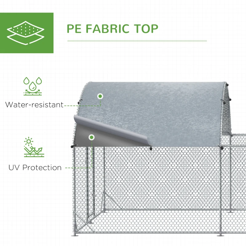 PawHut Large Chicken Coop Metal Chicken Run for Chickens with Waterproof and Anti-UV Cover, Dome Shaped Walk in Fence Cage Hen House for Outdoor and Yard Farm Use, 1" Dia, 9.2' x 18.7' x 6.4'