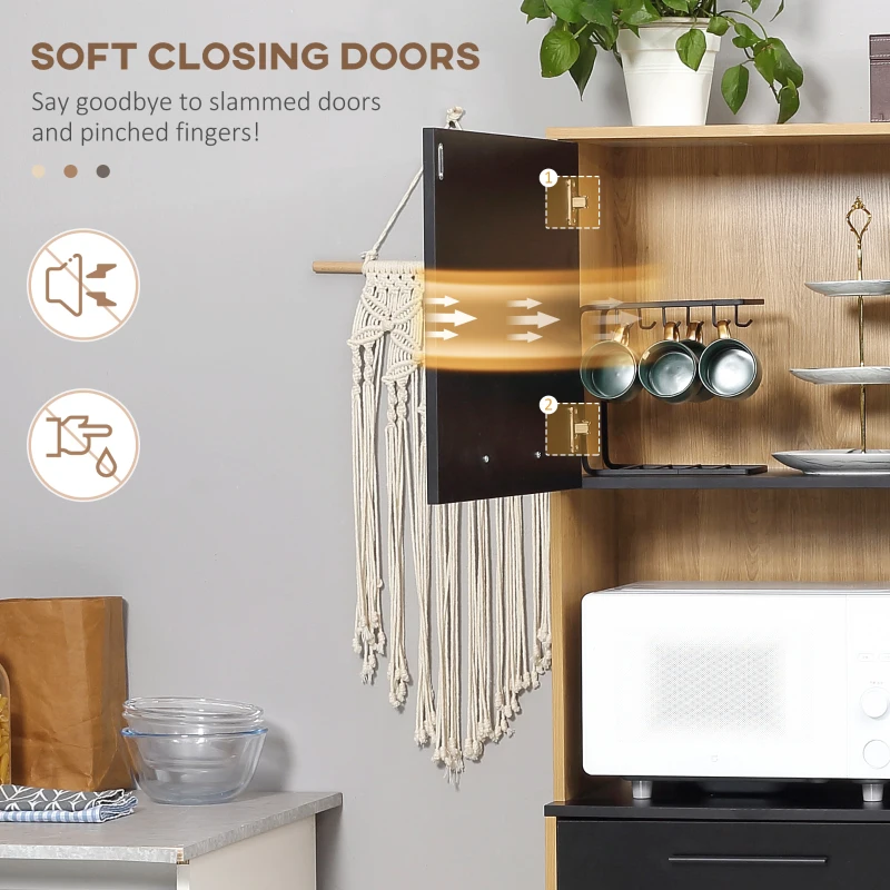 HOMCOM 71" Kitchen Pantry Cabinet, Storage Cabinet with Soft Close Doors, Adjustable Shelves for Living Room