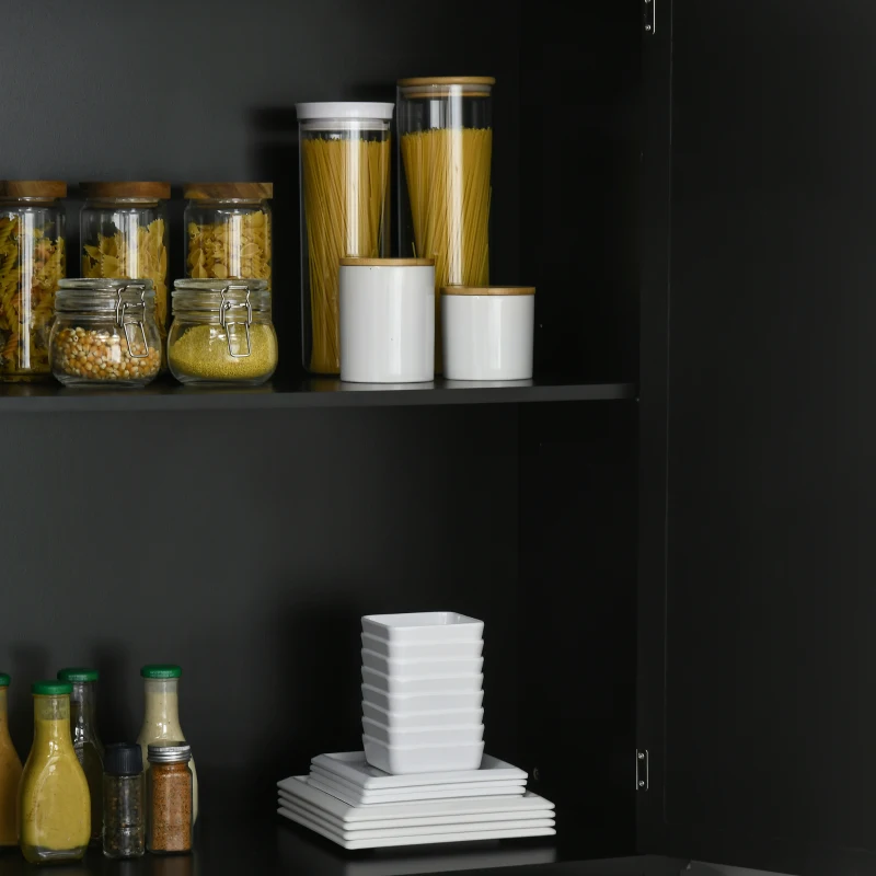 HOMCOM 72" Kitchen Pantry Cabinet, Freestanding Storage Cabinet, 4-Door Cabinet with Drawer and Adjustable Shelves, Black