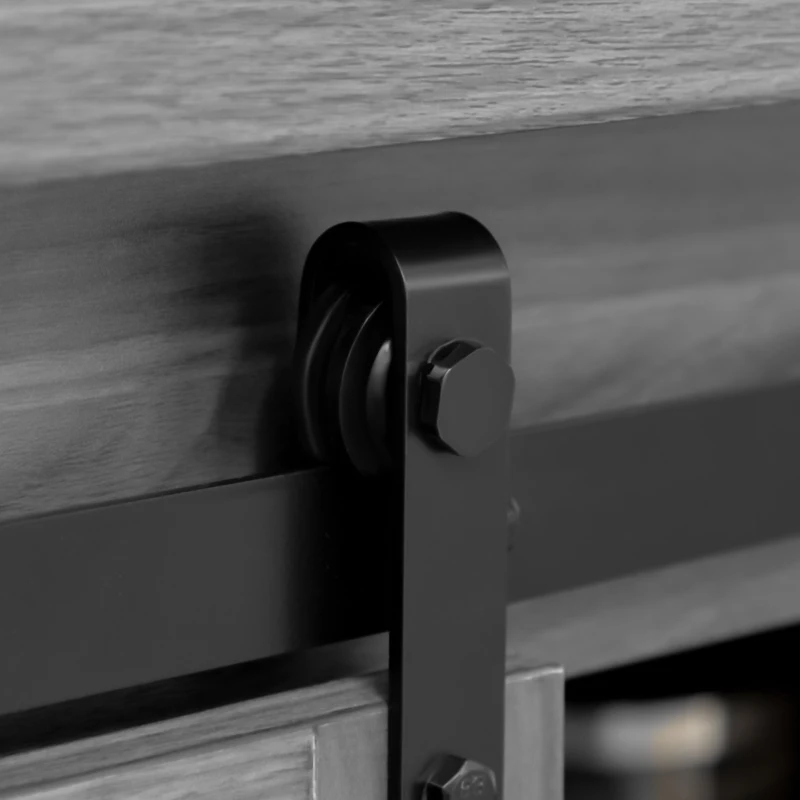 HOMCOM Buffet Cabinet Kitchen Storage Sideboard with Glass Sliding Door, Adjustable Shelf for Dining Room, Gray