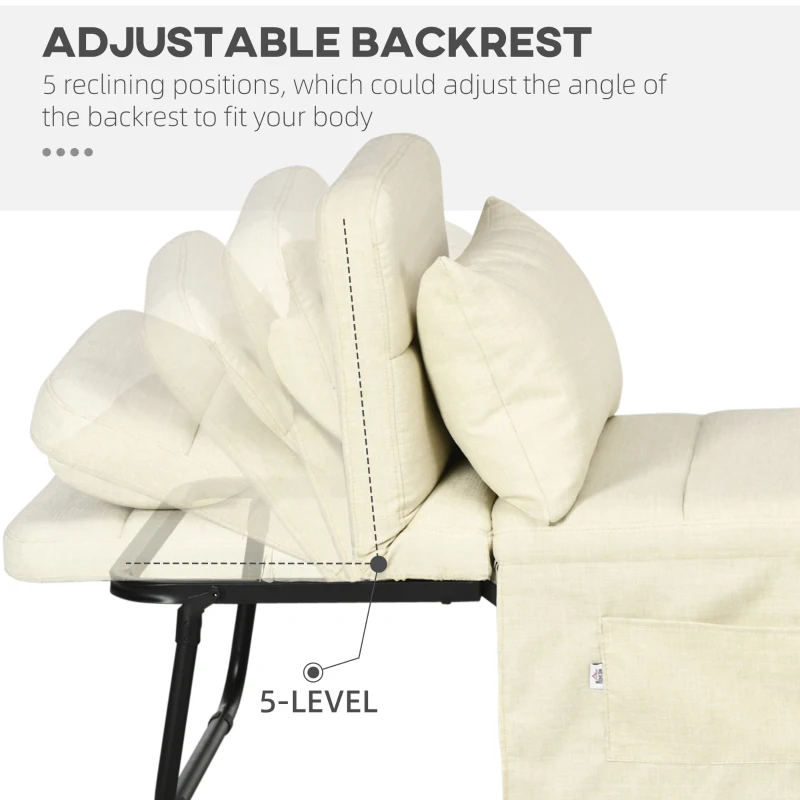 HOMCOM Folding Sofa Bed, 4-in-1 Multi-Function Sleeper Chair Bed Ottoman with Adjustable Backrest, Pillow, Side Pocket for Home Office, Bedroom, Living Room, Cream White