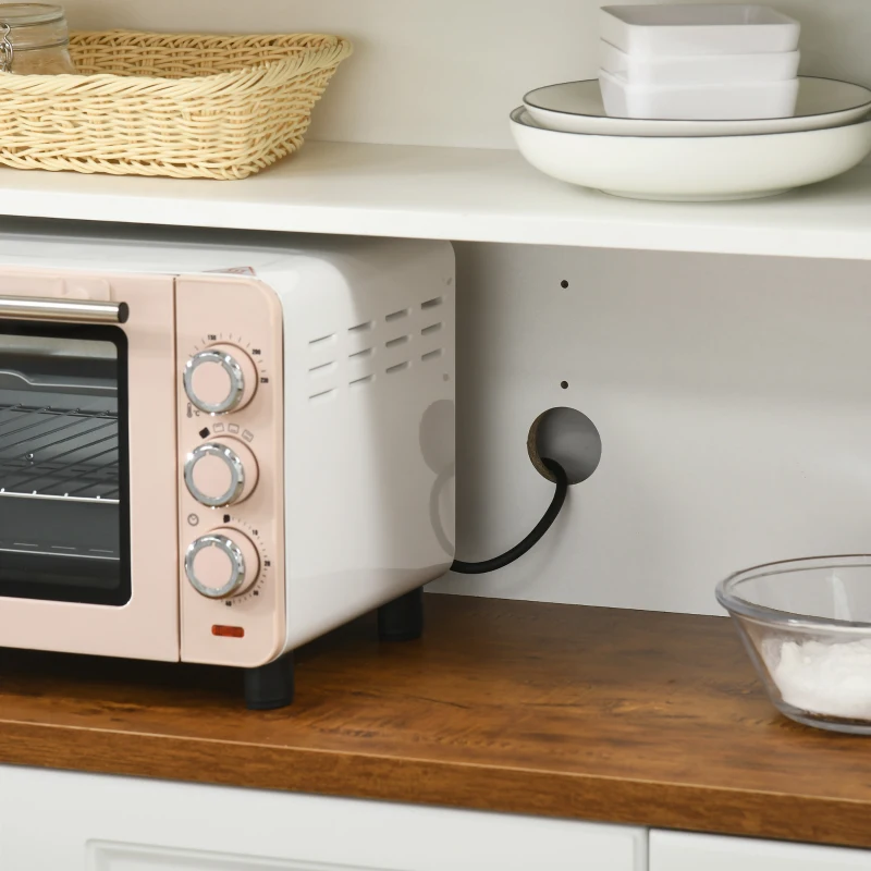 HOMCOM 71" Freestanding Kitchen Pantry, Buffet Hutch, Farmhouse Cabinet, Microwave Stand with 3 Drawers, 6 Doors, Adjustable Shelves, White