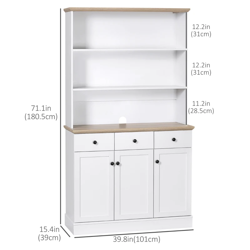 HOMCOM Kitchen Pantry Buffet Server Hutch Storage Sideboard Bookcase with Drawers & Cabinets for Living Room Cabinet Console