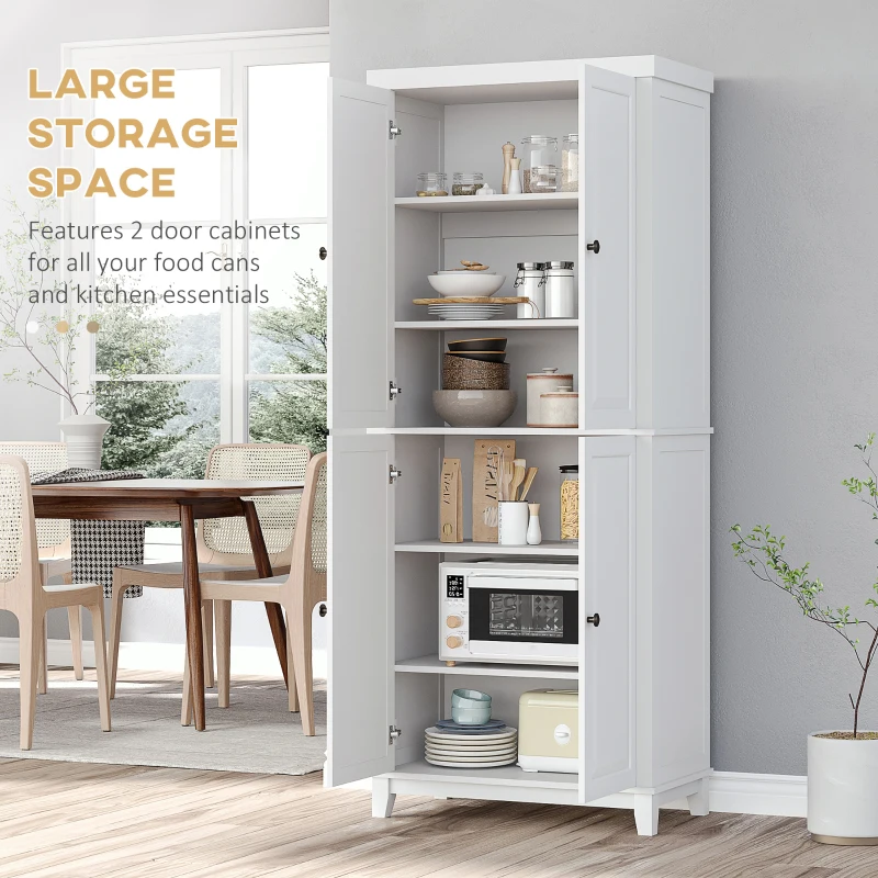 HOMCOM 72.5" Pinewood Large Kitchen Pantry Storage Cabinet, Freestanding Cabinets with Doors and Shelves, Dining Room