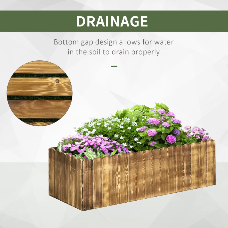 Outsunny 40" x 16" x 12"  Wooden Raised Garden Bed, Raised Planter Box, Planter Raised Bed with Drainage Holes, Natural