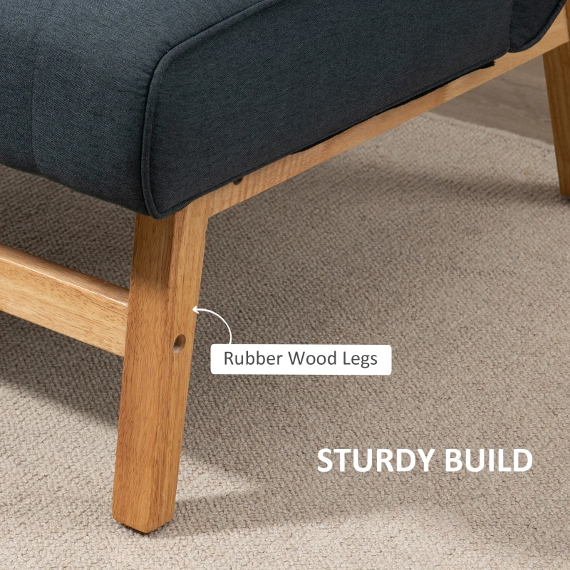 HOMCOM 42" Loveseat Sofa with Rubber Wood Legs, Space-Saving Upholstered Couch, Small 2 Seater Sofa - Graphite