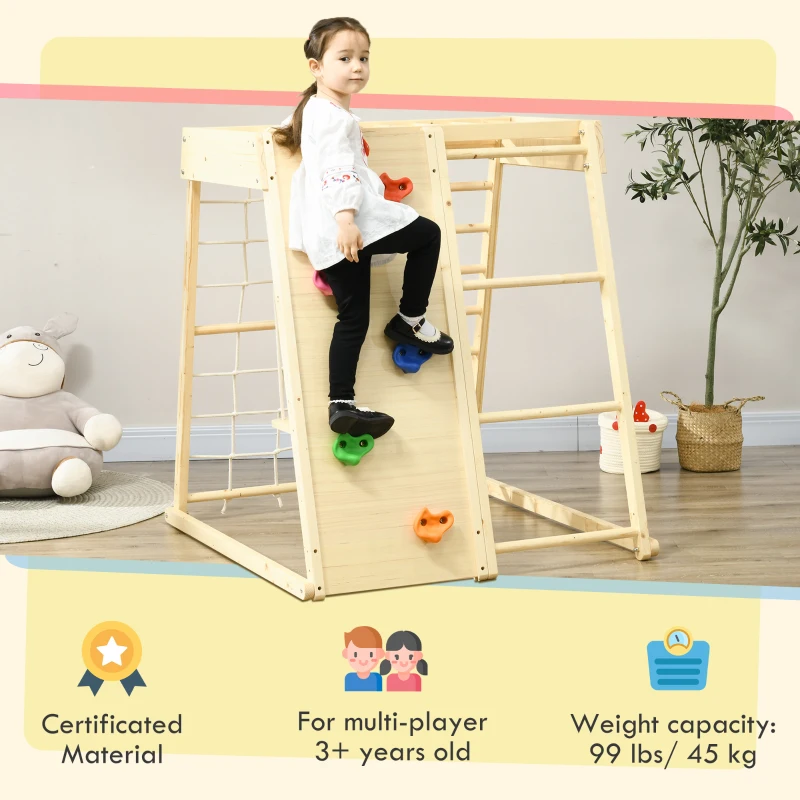 Qaba 5-in-1 Indoor Jungle Gym Playground with Swing, Climber, Monkey Bars
