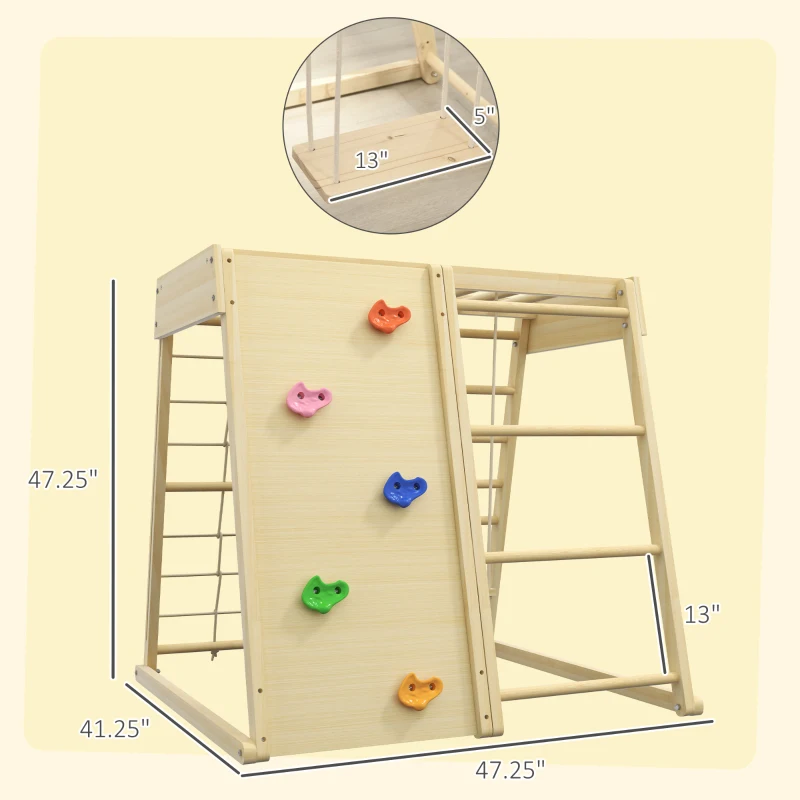 Qaba 5-in-1 Indoor Jungle Gym Playground with Swing, Climber, Monkey Bars