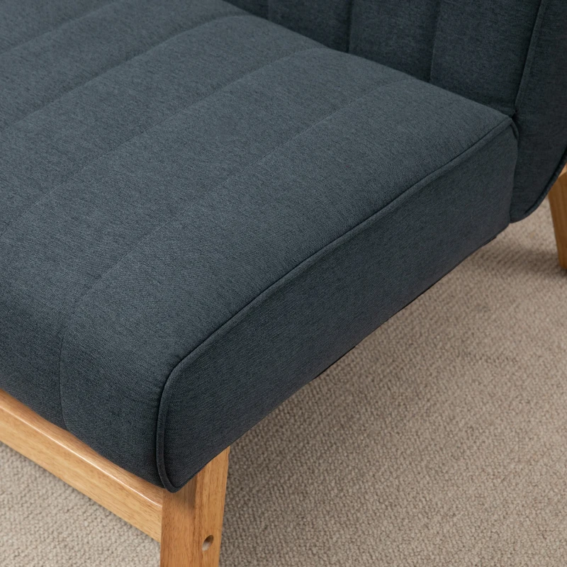 HOMCOM 42" Loveseat Sofa with Rubber Wood Legs, Space-Saving Upholstered Couch, Small 2 Seater Sofa - Graphite