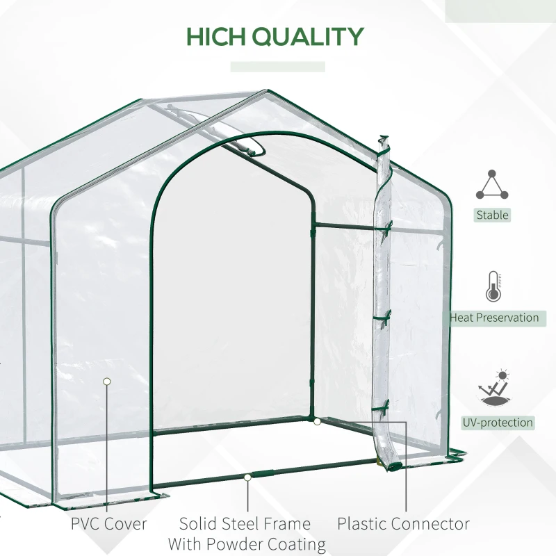 Outsunny 6' x 3' x 5' Portable Walk-in Greenhouse, Plastic Cover, Steel Frame Garden Hot House, Zipper Door, Top Vent for Flowers, Vegetables, Saplings, Tropical Plants, Clear