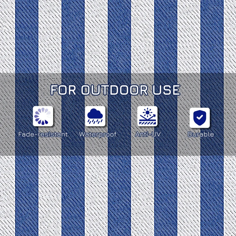 Outsunny Reversible Outdoor Rug Carpet, 9' x 12' Waterproof Plastic Straw Rug, Portable RV Camping Rugs with Carry Bag, Large Floor Mat for Backyard, Deck, Picnic, Beach, Blue & White Striped