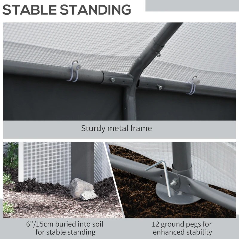 Outsunny Outdoor Walk-In Tunnel Greenhouse with Roll-up Windows, Zippered Mesh Door, & Weather Cover,  8' x 6' x 7.4'