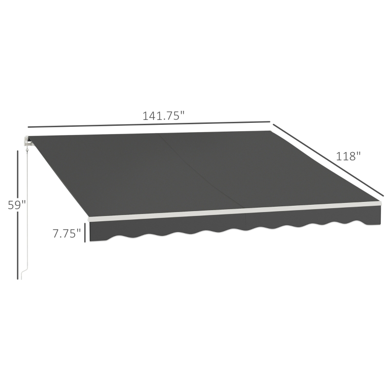 Outsunny 12' x 10' Electric Awning, Retractable Awning, UV Protection Sun Shade Shelter with Remote Controller and Manual Crank Handle for Deck, Balcony, Yard, Black(m-3)