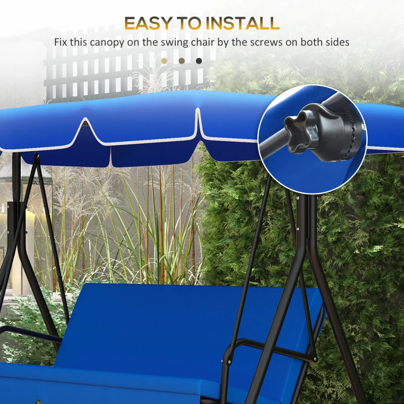 Outsunny 2/3 Seater Swing Canopy Replacement, Outdoor Swing Seat Top Cover, UV50+ Sun Shade (Canopy Only), Sky Blue