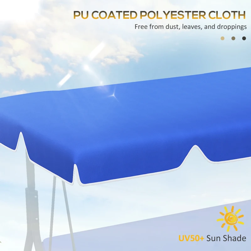 Outsunny 2/3 Seater Swing Canopy Replacement, Outdoor Swing Seat Top Cover, UV50+ Sun Shade (Canopy Only), Sky Blue