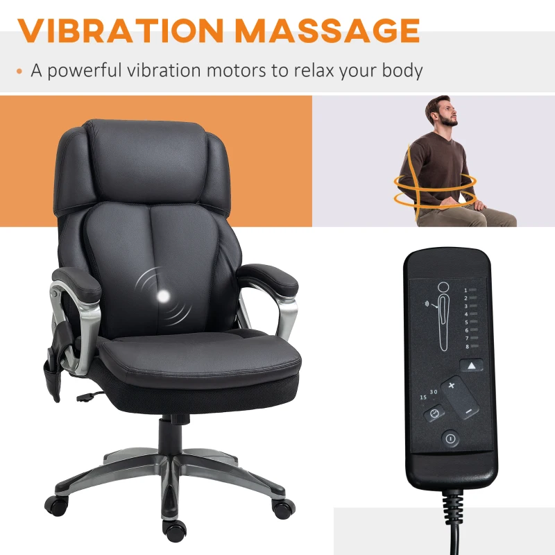 Vinsetto Big and Tall Massage Office Chair with Strong Vibration, Microfiber Office Chair, 27.25"x31.5"x48.75", Black