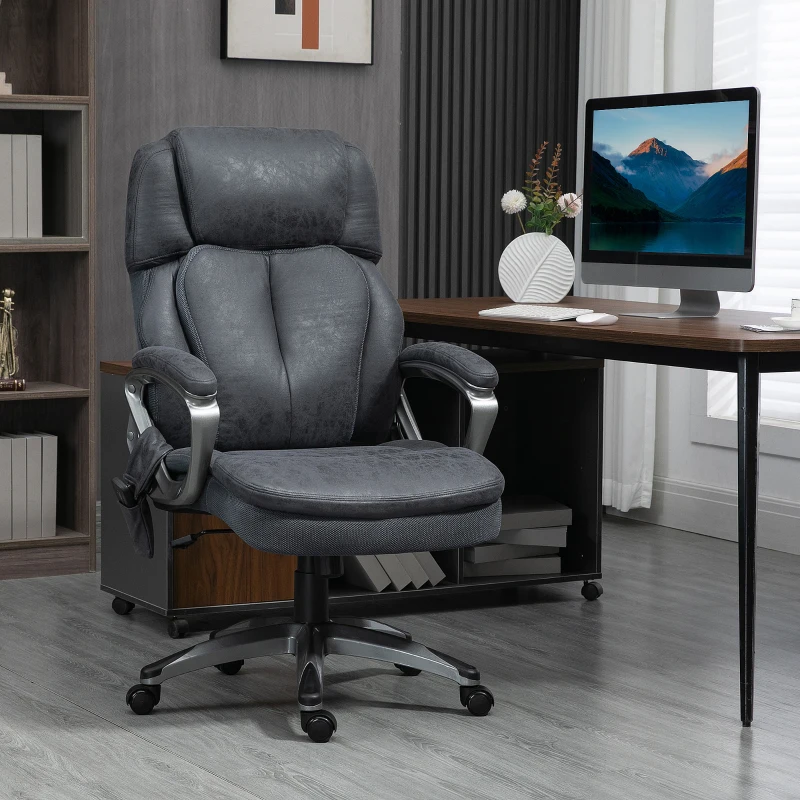 Vinsetto Big and Tall Strong Vibration Massage Office Chair, Swivel Microfiber High Back Chair, Computer Chair with Adjustable Height, 400 lbs, Gray