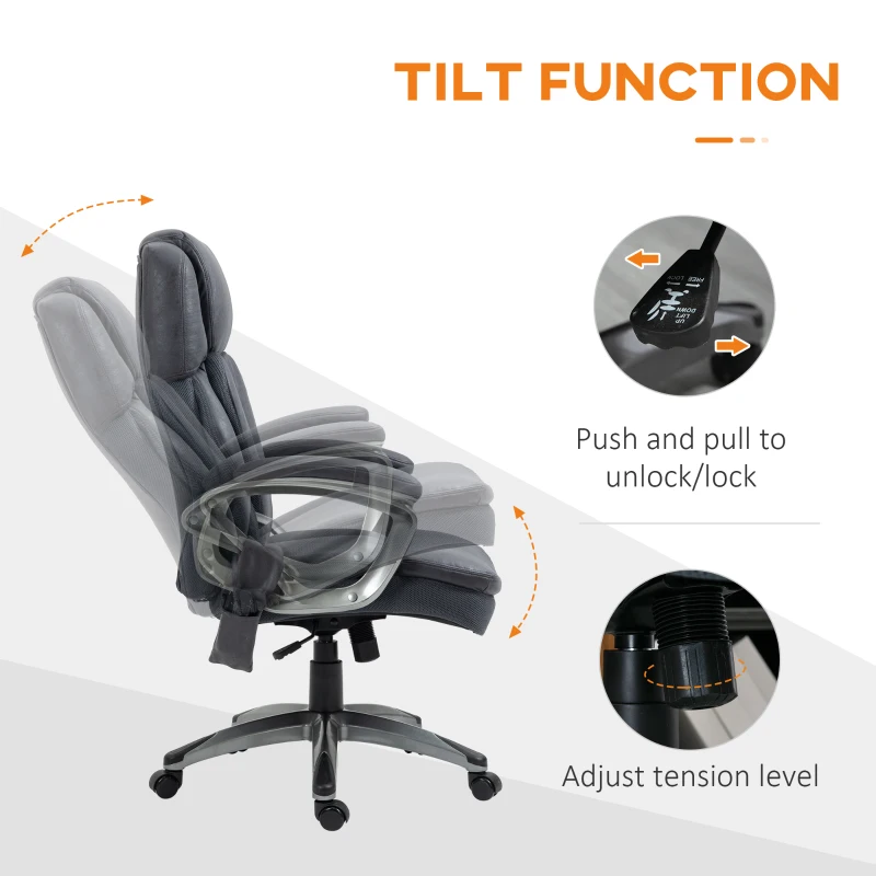 Vinsetto Big and Tall Strong Vibration Massage Office Chair, Swivel Microfiber High Back Chair, Computer Chair with Adjustable Height, 400 lbs, Gray
