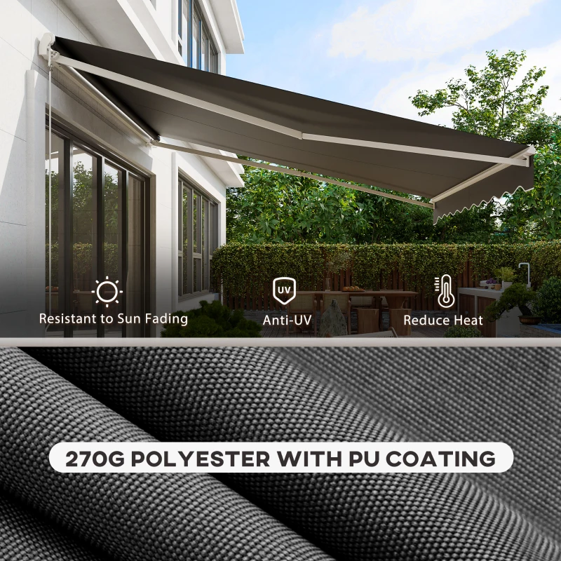 Outsunny 12' x 10' Electric Awning, Retractable Awning, UV Protection Sun Shade Shelter with Remote Controller and Manual Crank Handle for Deck, Balcony, Yard, Black(m-5)