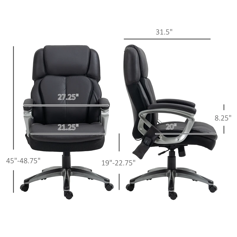 Vinsetto Big and Tall Strong Vibration Massage Office Chair, Swivel Microfiber High Back Chair, Computer Chair with Adjustable Height, 400 lbs, Black