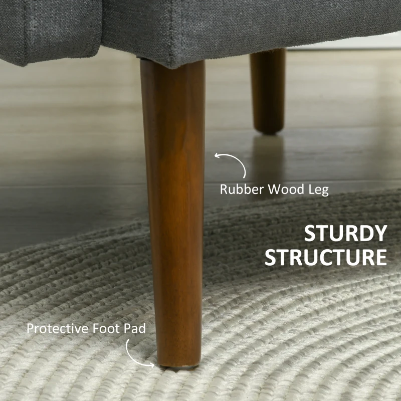 HOMCOM Armchair, Fabric Accent Chair, Modern Living Room Chair with Wood Legs and Throw Cushions for Bedroom, Grey