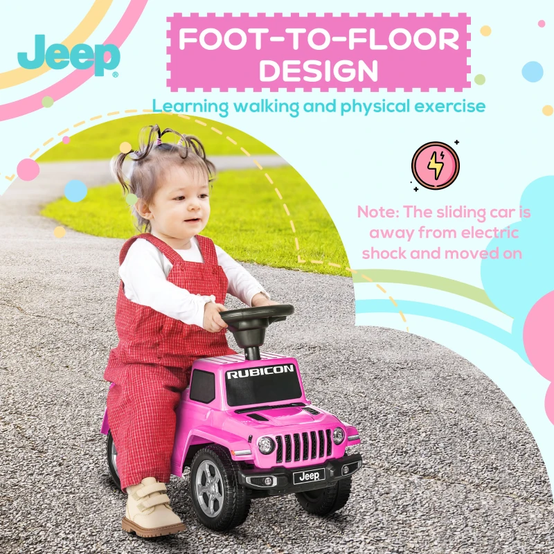 Aosom Kids Ride on Push Car, with Engine Sounds & Under-Seat Storage, Foot-to-Floor Ride on Sliding Car with Horn, Sit and Scoot Ride on Toy, Ages 1.5-3 Years, Pink