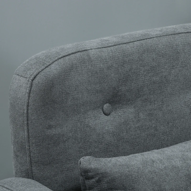 HOMCOM Armchair, Fabric Accent Chair, Modern Living Room Chair with Wood Legs and Throw Cushions for Bedroom, Grey