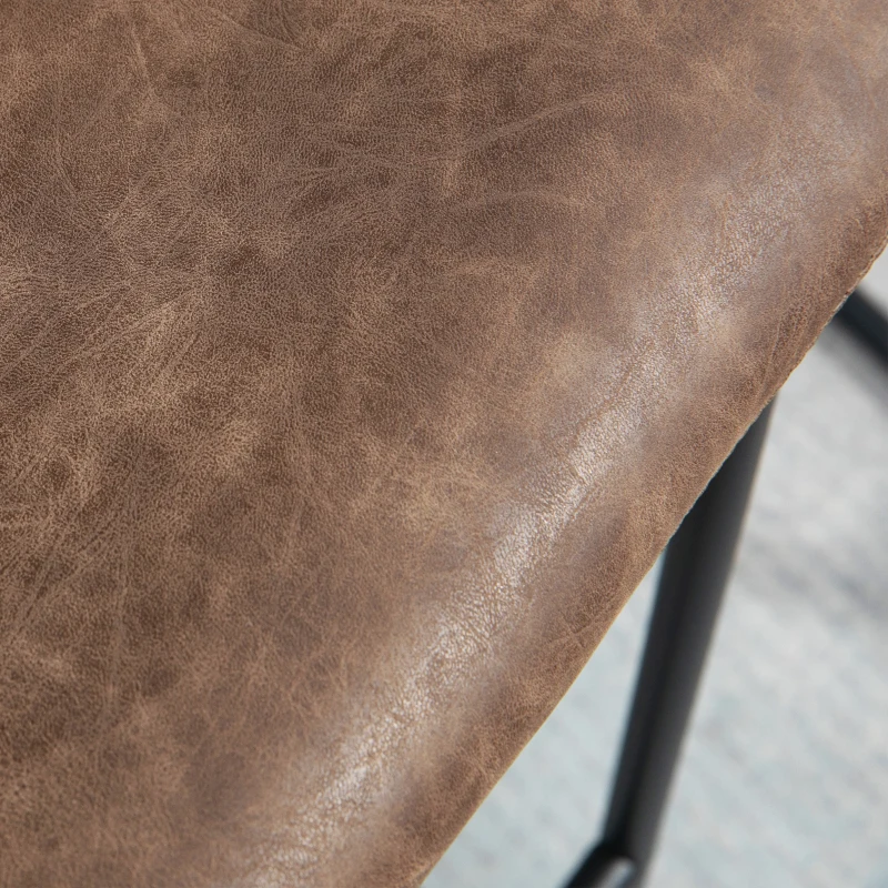 HOMCOM Counter Height Bar Stools, Vintage PU Leather Barstools with Footrest for Dining Room, Home Bar, Kitchen, Set of 2, Brown