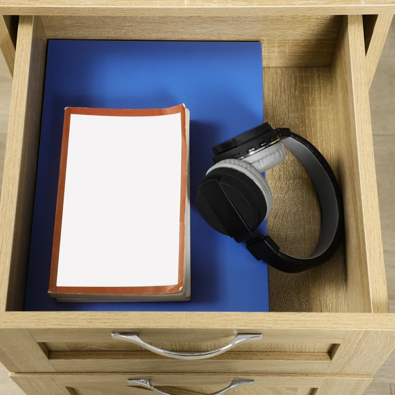 Vinsetto Farmhouse Vertical Filing Cabinet, 2 Drawers File Cabinet with Hanging Bars for Letter and A4 Size, Rolling Printer Stand for Home Office, Natural