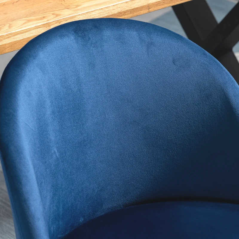 HOMCOM Modern Dining Chairs, Mid-Back Velvet-touch Upholstery Side Chair, Table Chair for Living Room, Dining Room, Dark Blue, Set of 4