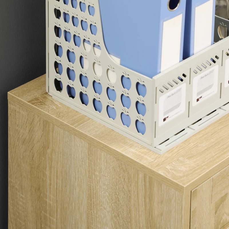 Vinsetto Farmhouse Vertical Filing Cabinet, 2 Drawers File Cabinet with Hanging Bars for Letter and A4 Size, Rolling Printer Stand for Home Office, Natural