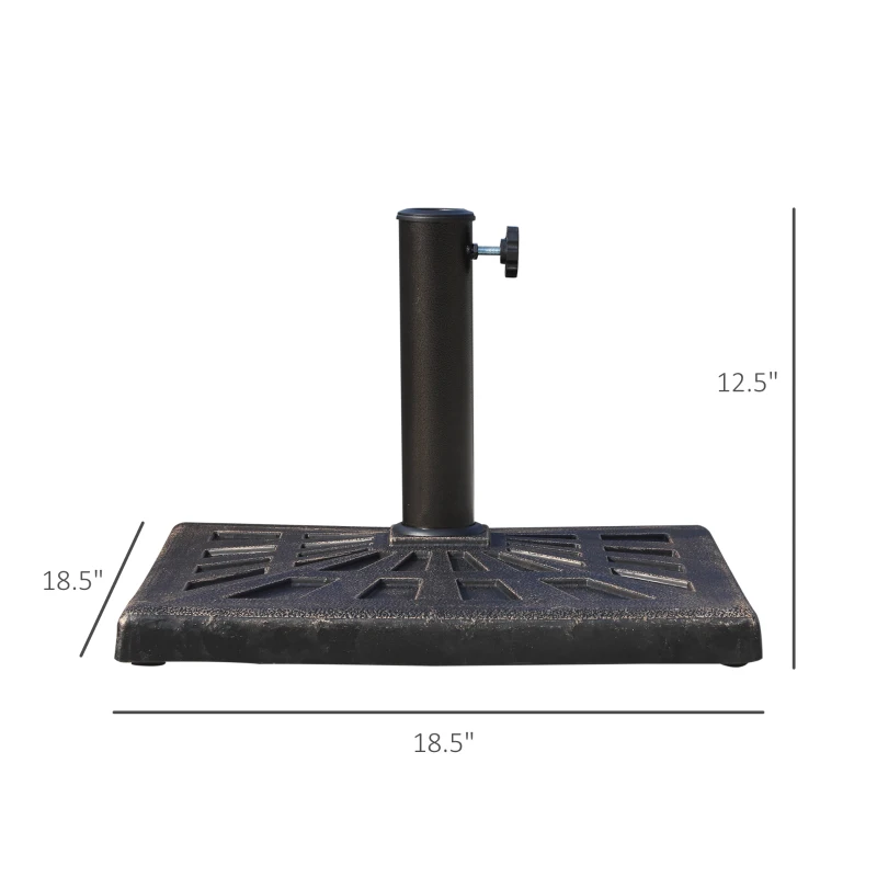 Outsunny 18.5" Square Patio Umbrella Base, Outdoor Resin Parasol Stand Market Umbrella Holder Deck - Bronze