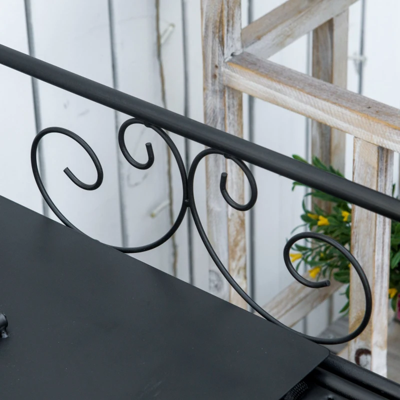 Outsunny Folding Potting Bench Table, Metal Garden Workstation, Work Bench with Large Build-In Bag with Cover, 5 Hanging Hooks & Storage Shelf, Flourishes