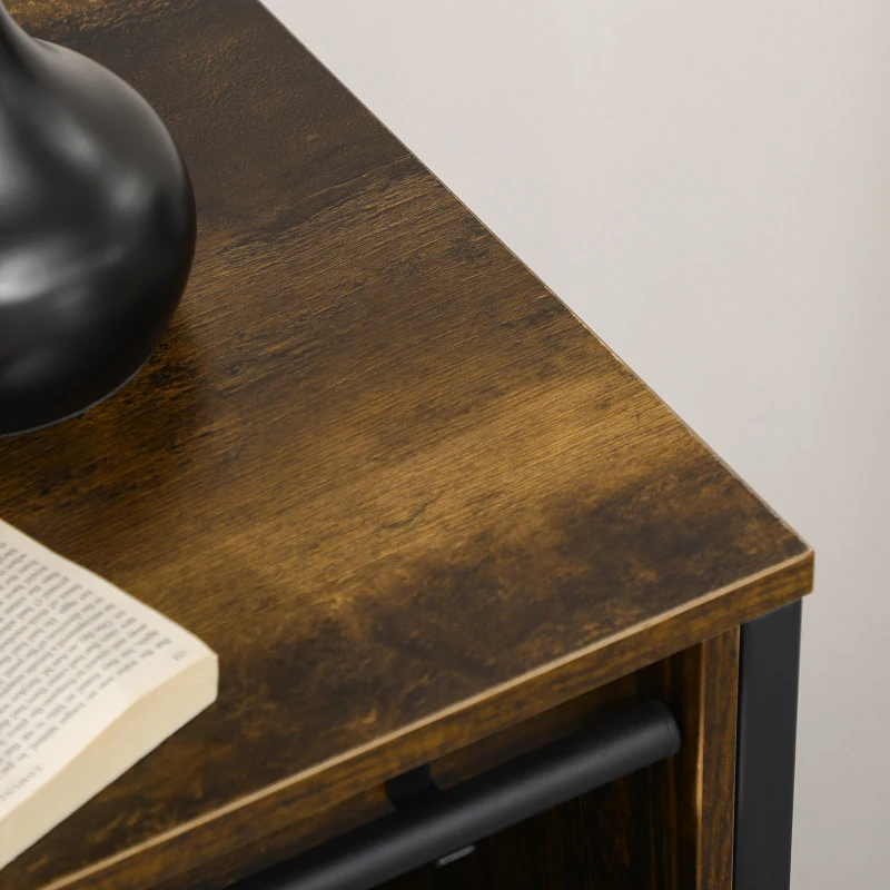 HOMCOM Buffet Cabinet, Farmhouse Sideboard, Bar Cabinet with Adjustable Shelf, Sliding Barn Door for Kitchen, Rustic Brown