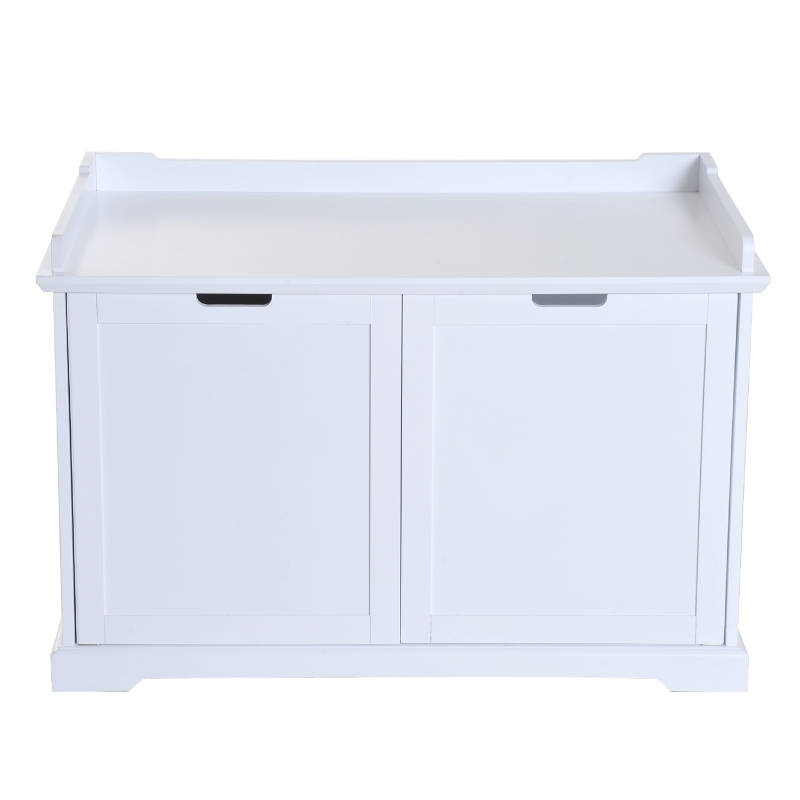 PawHut 2-in-1 Covered Cat Litter Box Washroom Storage Hideaway Cabinet Bench Home Decor, White
