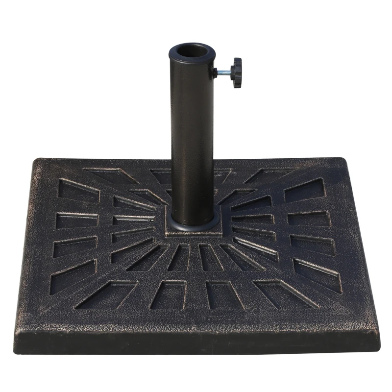 Outsunny 18.5" Square Patio Umbrella Base, Outdoor Resin Parasol Stand Market Umbrella Holder Deck - Bronze